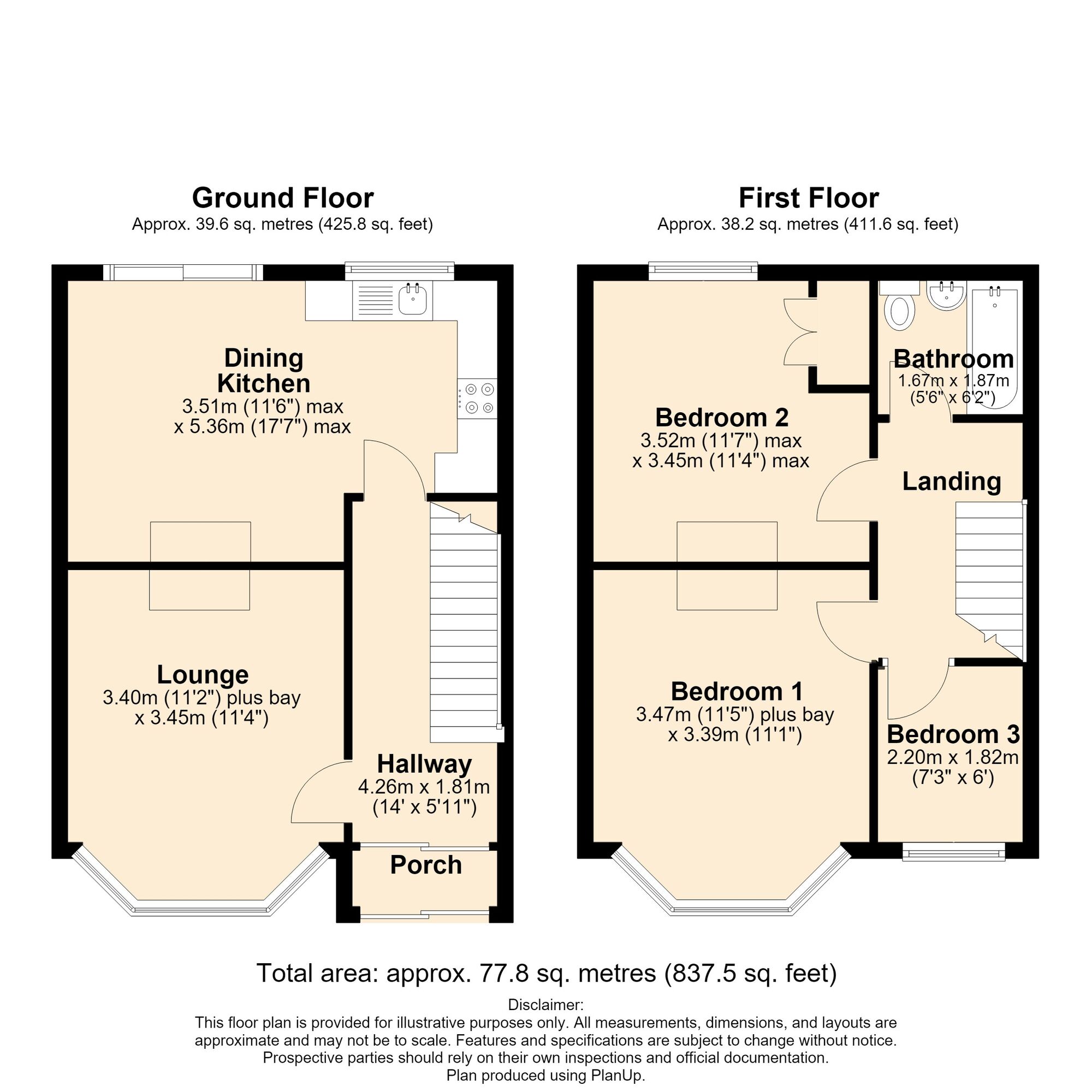Floorplan of 3 bedroom Semi Detached House for sale, Tower Road, Bedworth, Warwickshire, CV12