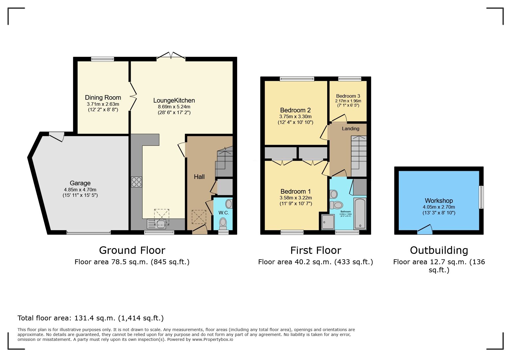 Floorplan of 3 bedroom End Terrace House for sale, Amos Jacques Road, Bedworth, Warwickshire, CV12