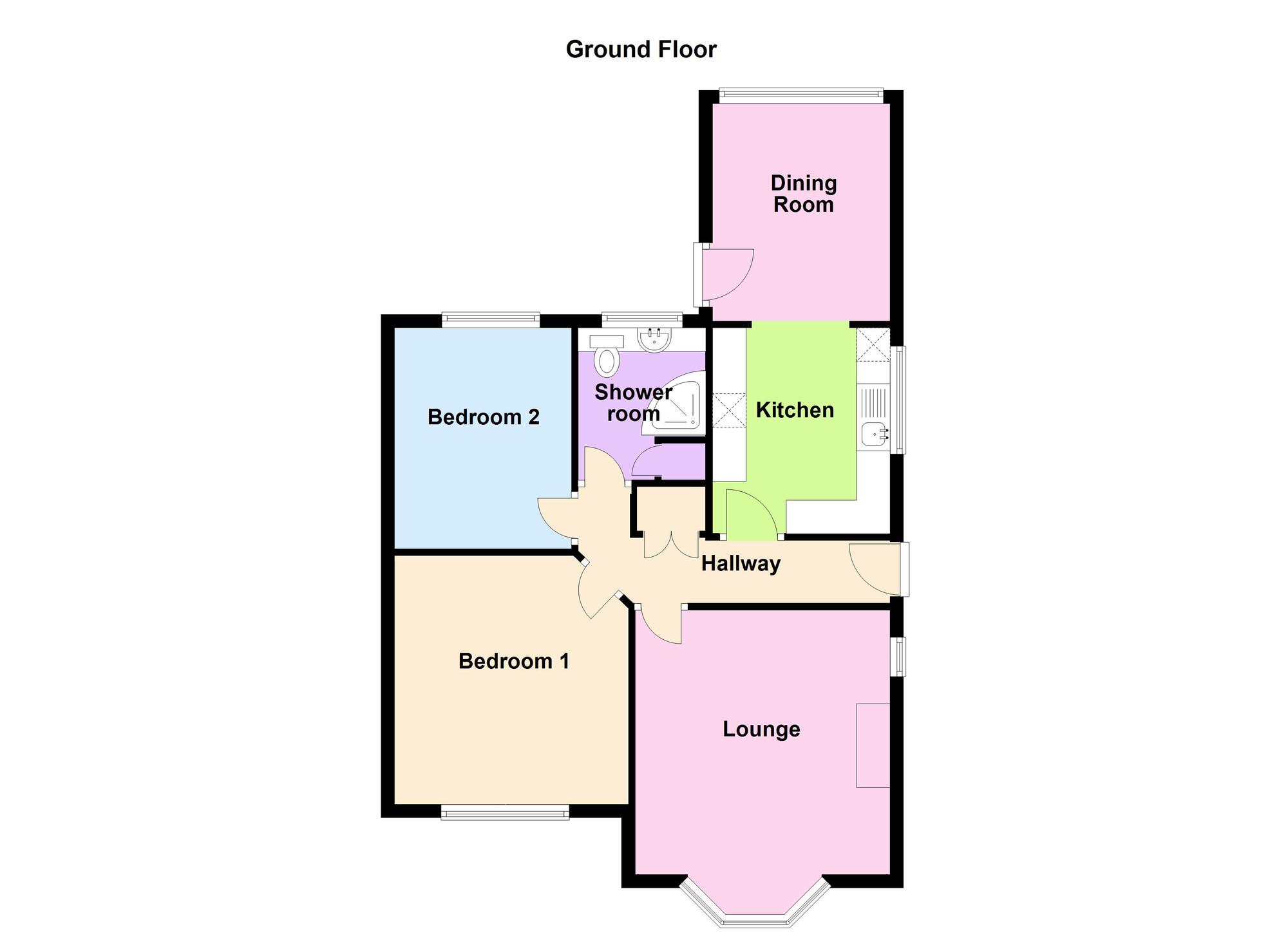 Floorplan of 2 bedroom Semi Detached Bungalow for sale, Kingsley Crescent, Bulkington, Warwickshire, CV12