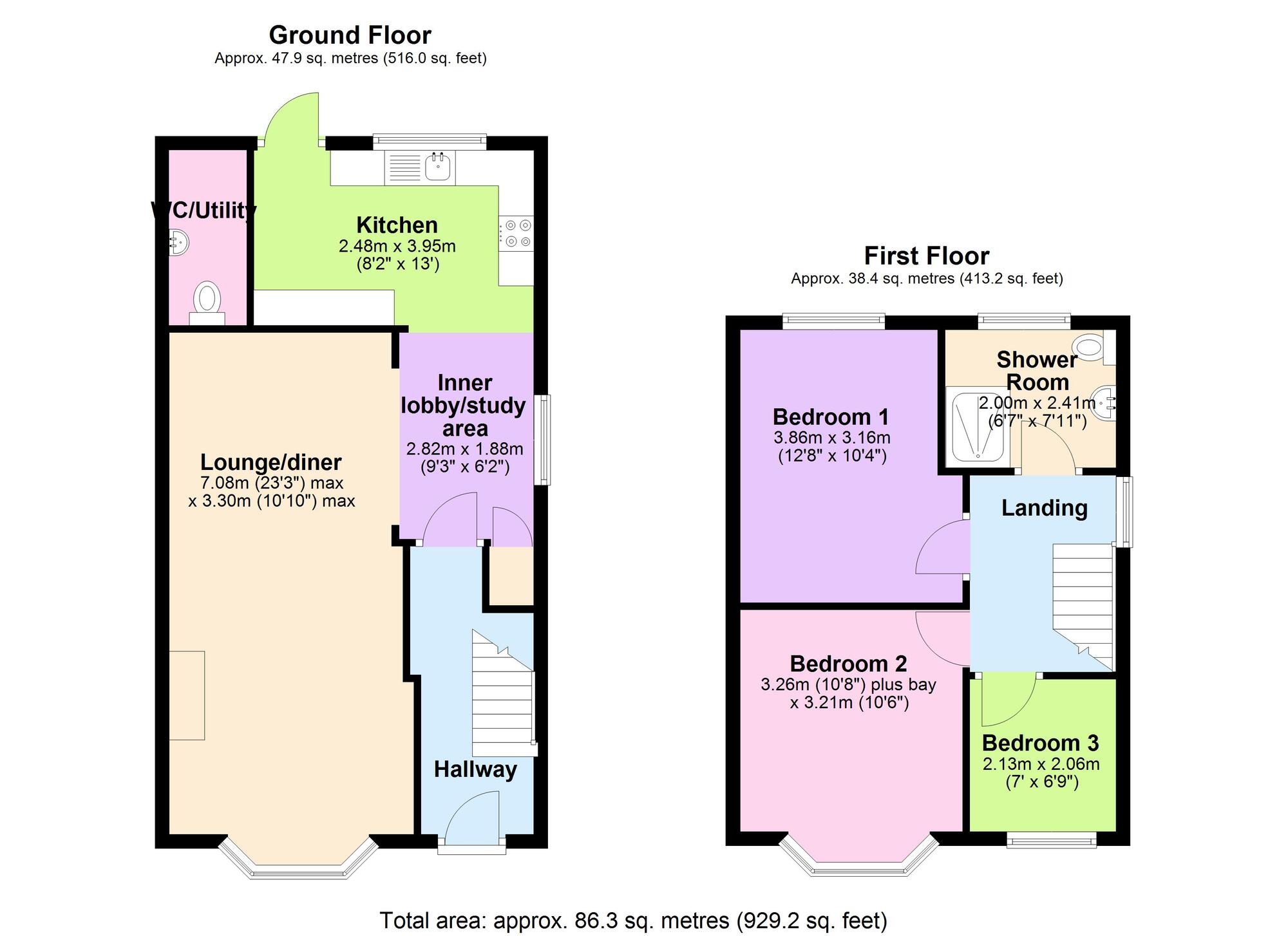 Floorplan of 3 bedroom Semi Detached House for sale, Glebe Avenue, Bedworth, Warwickshire, CV12