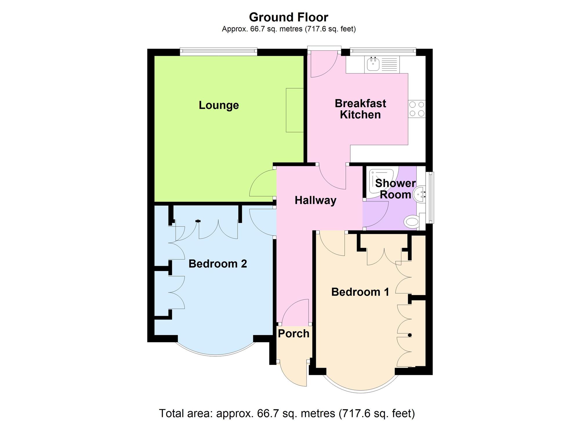 Floorplan of 2 bedroom Semi Detached Bungalow for sale, Heath Road, Bedworth, Warwickshire, CV12