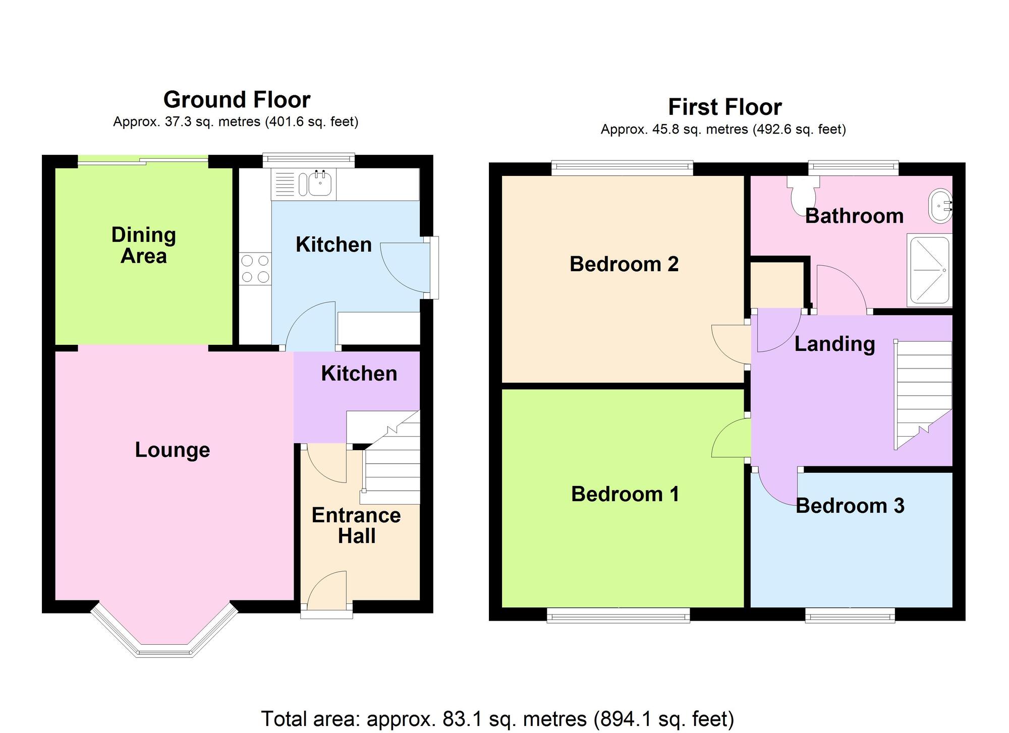 Floorplan of 3 bedroom Semi Detached House for sale, Marston Lane, Bedworth, Warwickshire, CV12