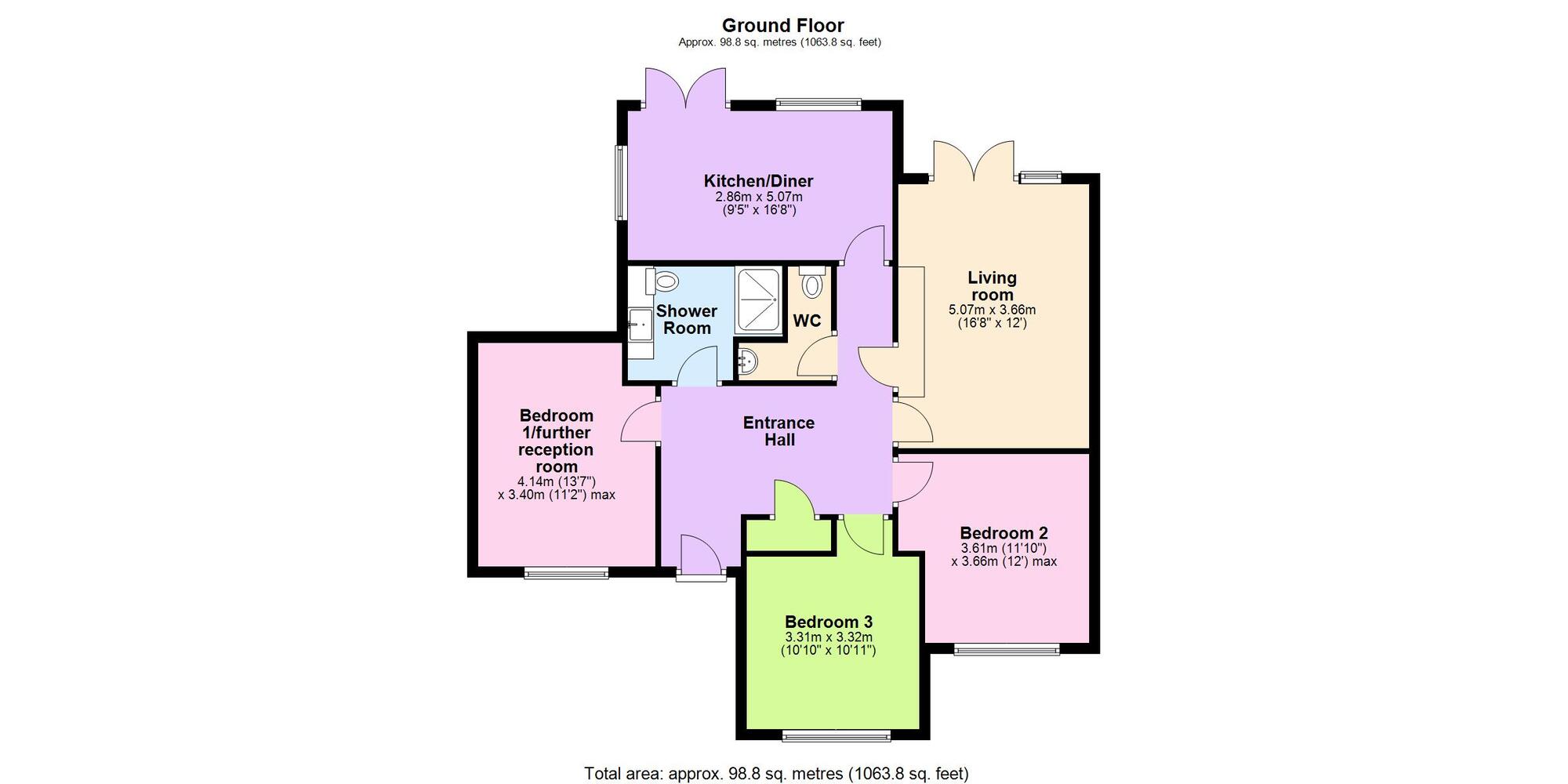Floorplan of 3 bedroom Semi Detached Bungalow for sale, Mount Pleasant Road, Bedworth, Warwickshire, CV12