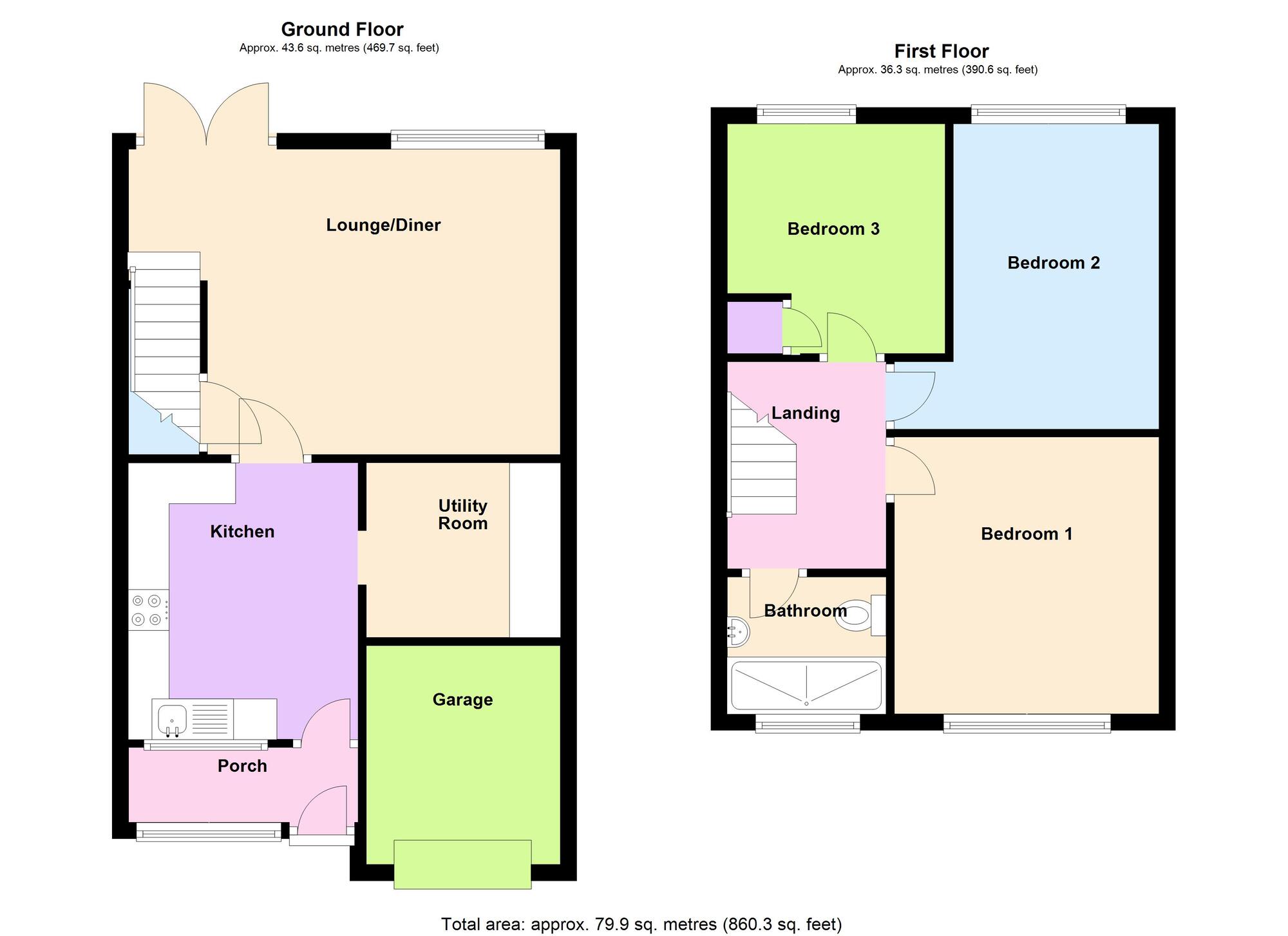 Floorplan of 3 bedroom Mid Terrace House for sale, Joseph Luckman Road, Bedworth, Warwickshire, CV12