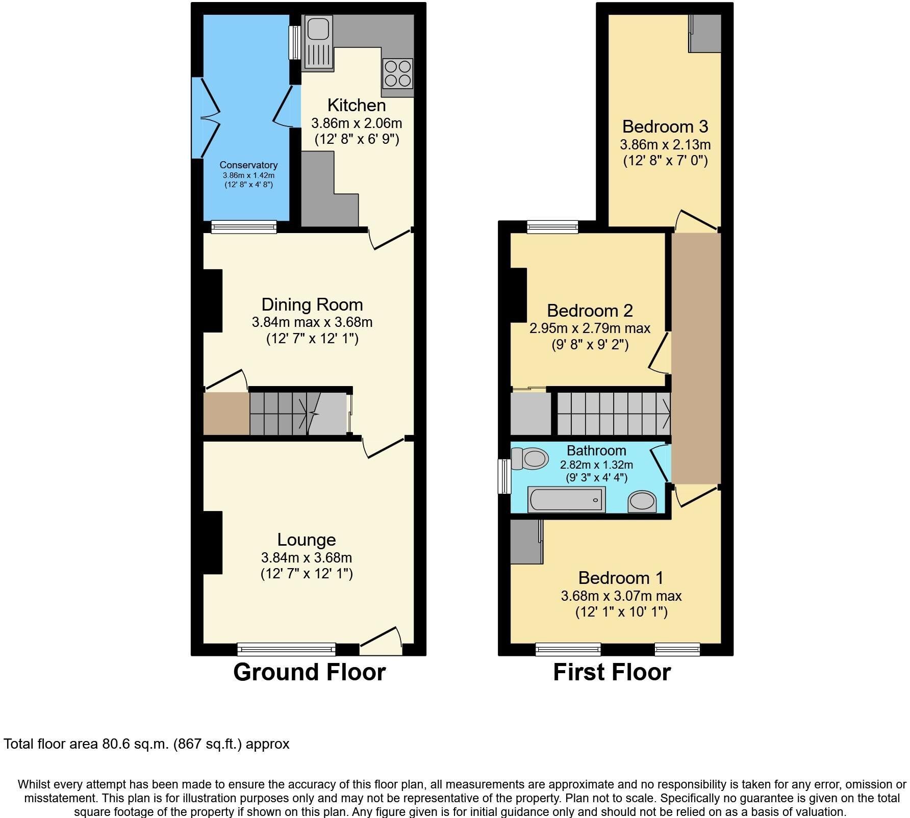 Floorplan of 3 bedroom End Terrace House for sale, Bulkington Road, Bedworth, Warwickshire, CV12