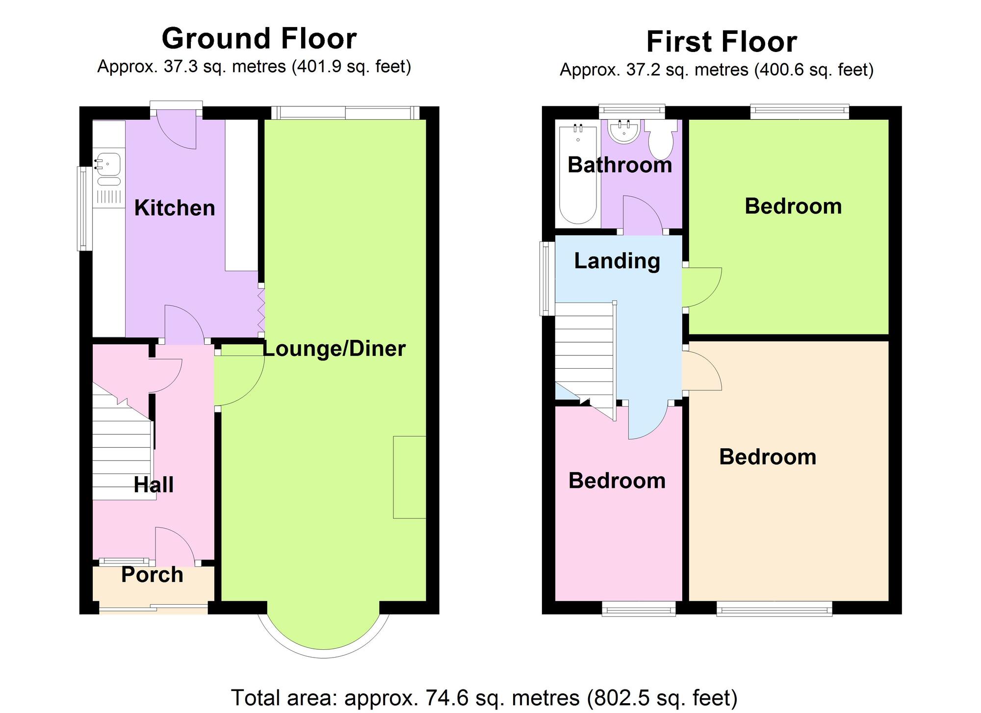 Floorplan of 3 bedroom Semi Detached House for sale, Ellesmere Road, Bedworth, Warwickshire, CV12