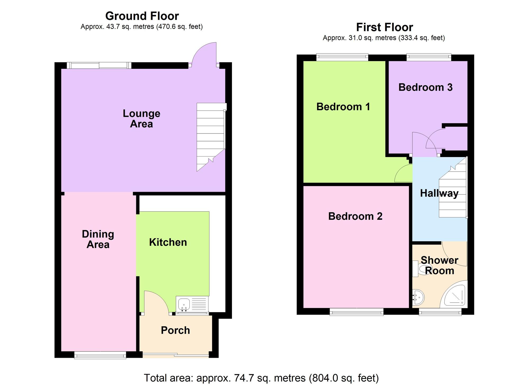 Floorplan of 3 bedroom Mid Terrace House for sale, Joseph Luckman Road, Bedworth, Warwickshire, CV12