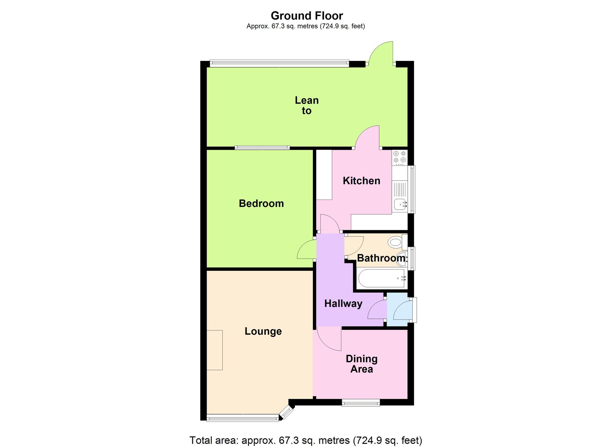 Floorplan of 2 bedroom Semi Detached Bungalow for sale, Arundel Road, Bulkington, Warwickshire, CV12