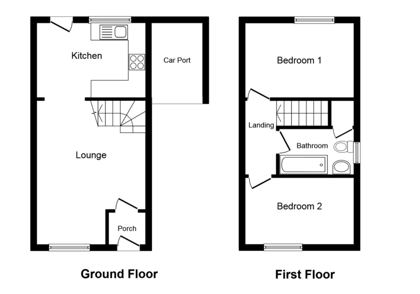 Floorplan of 2 bedroom Semi Detached House for sale, Holbein Close, Bedworth, Warwickshire, CV12