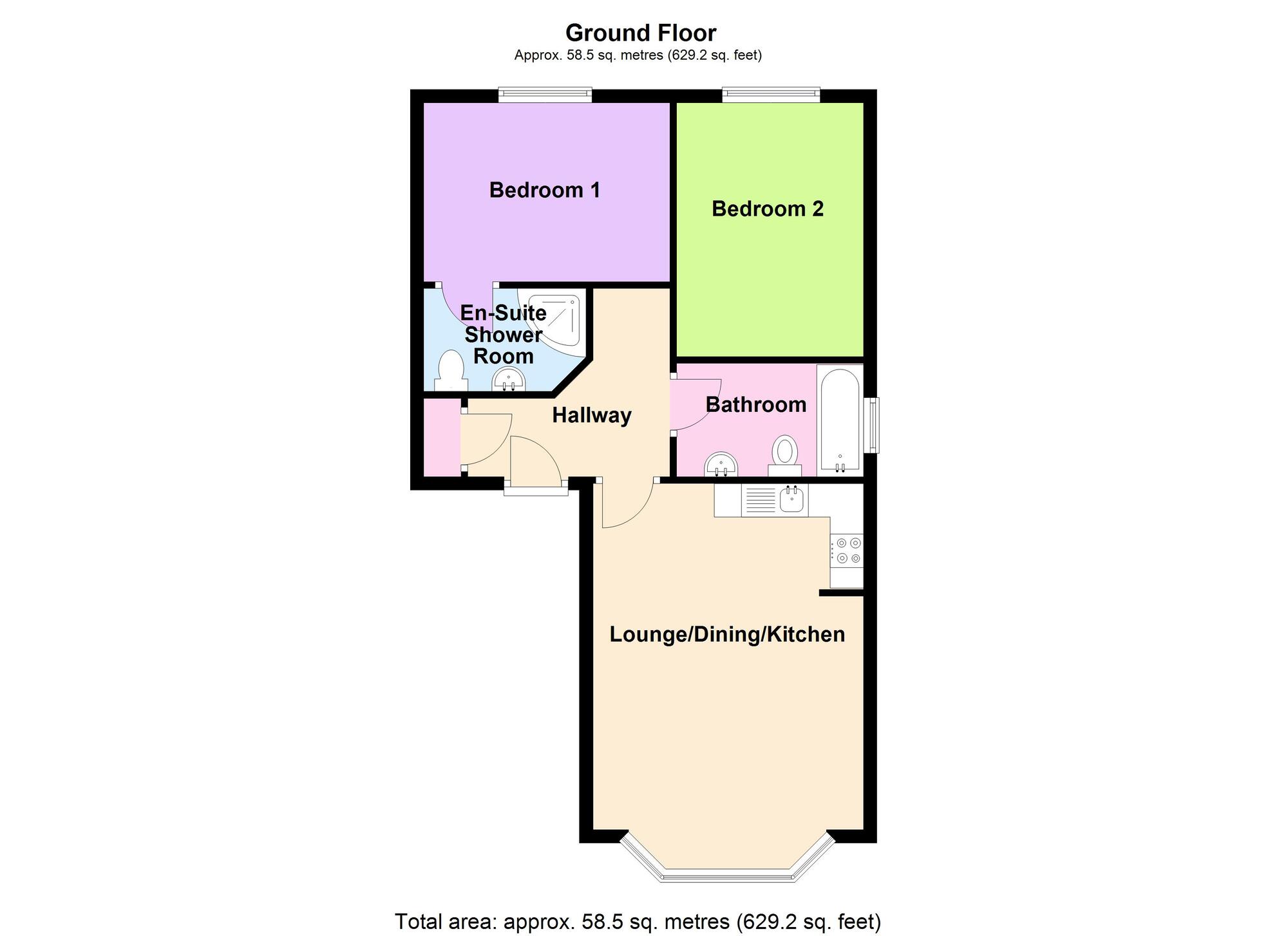 Floorplan of 2 bedroom  Flat for sale, Nuneaton Road, Bedworth, Warwickshire, CV12