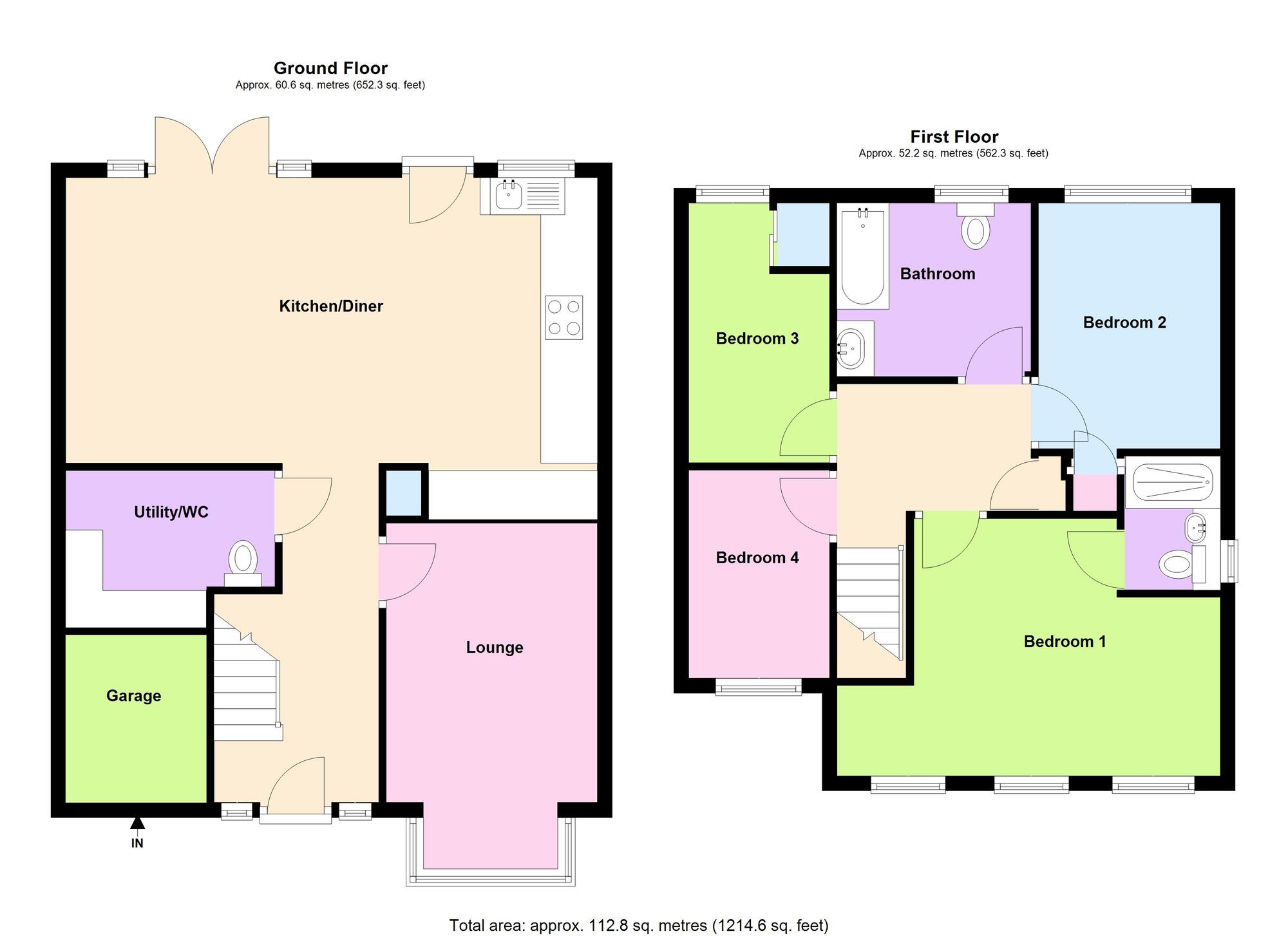 Floorplan of 4 bedroom Detached House for sale, Tewkesbury Drive, Bedworth, Warwickshire, CV12