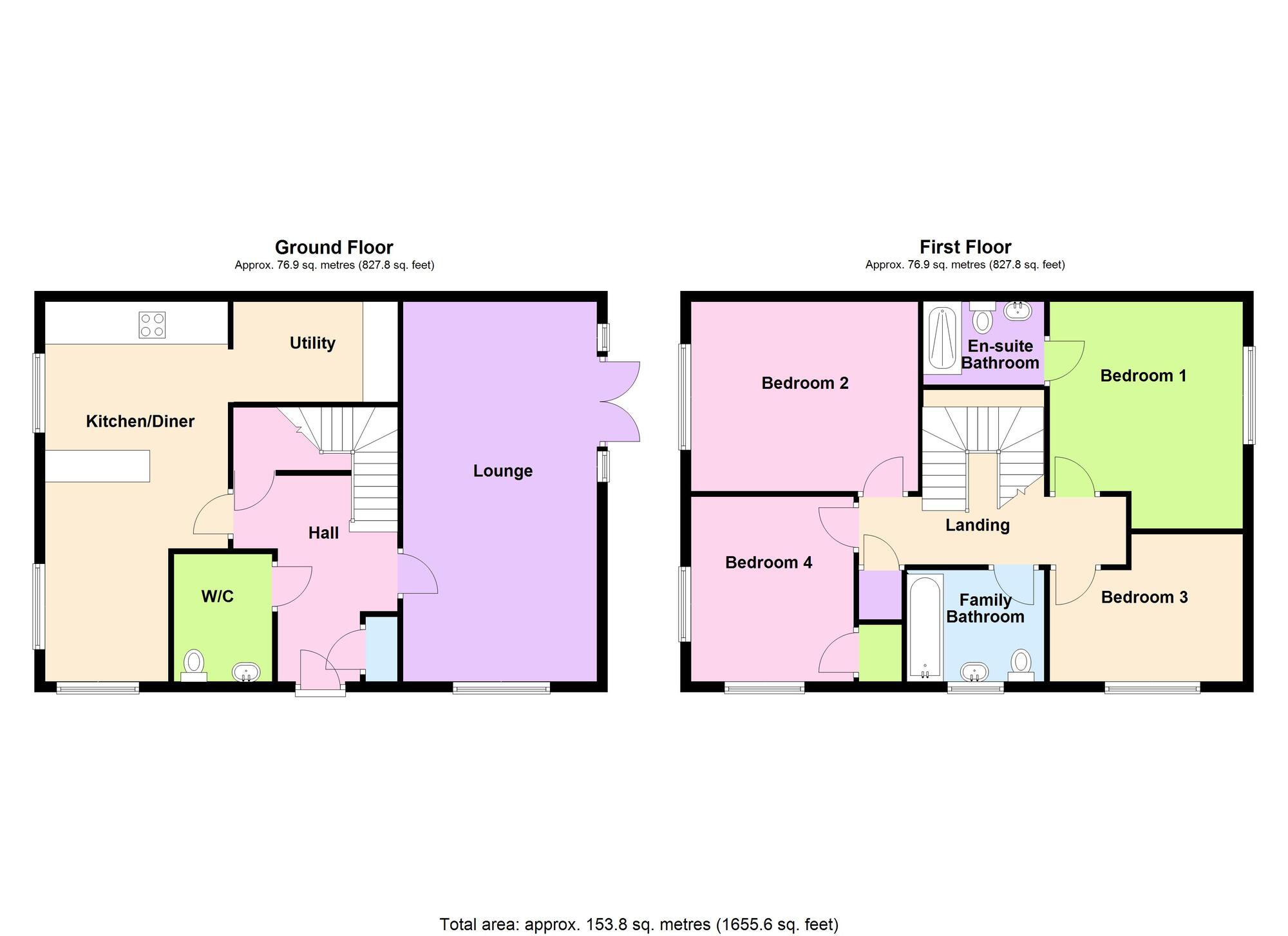 Floorplan of 4 bedroom Detached House for sale, Tame Way, Bulkington, Warwickshire, CV12