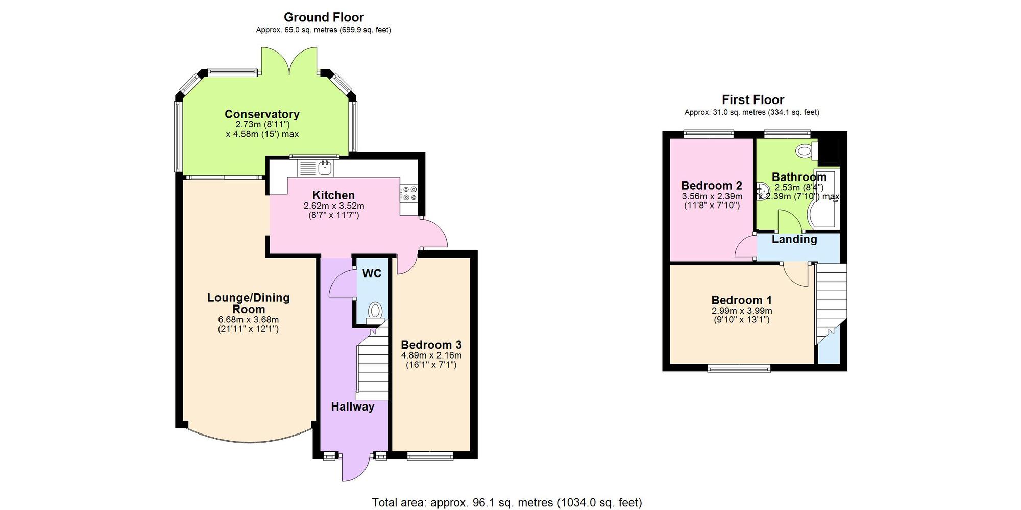 Floorplan of 3 bedroom Semi Detached House for sale, Ellesmere Road, Bedworth, Warwickshire, CV12