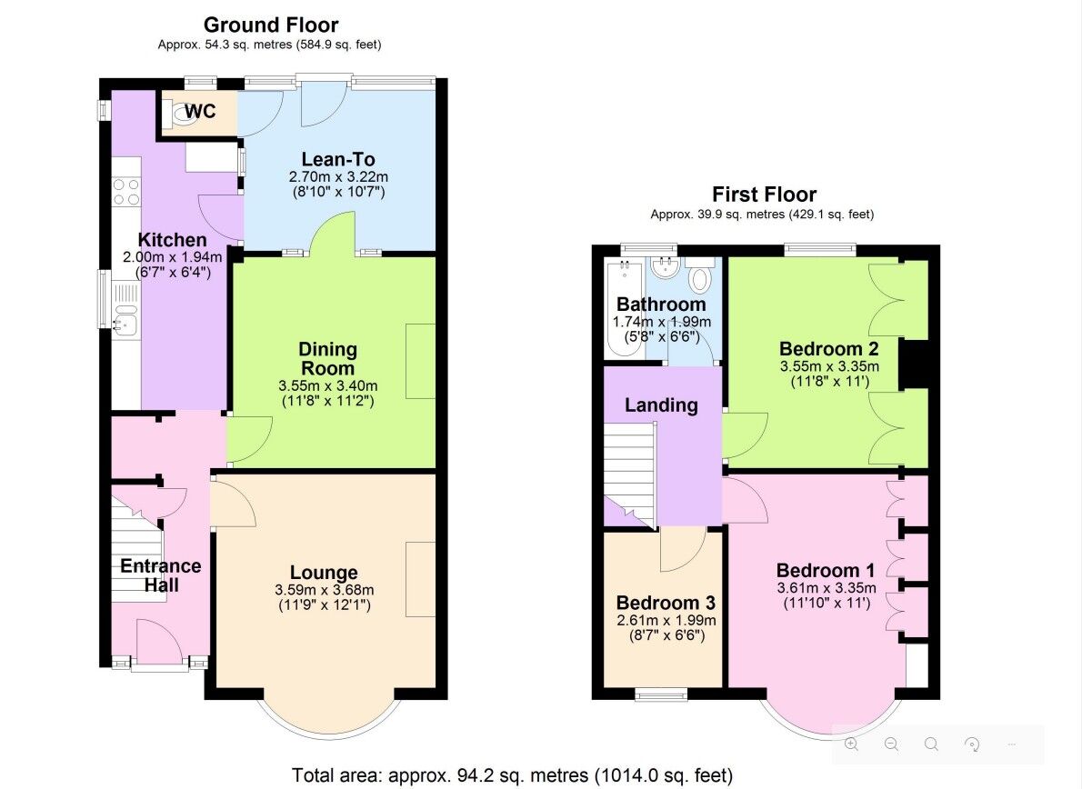 Floorplan of 3 bedroom Semi Detached House for sale, Common Lane, Kenilworth, Warwickshire, CV8
