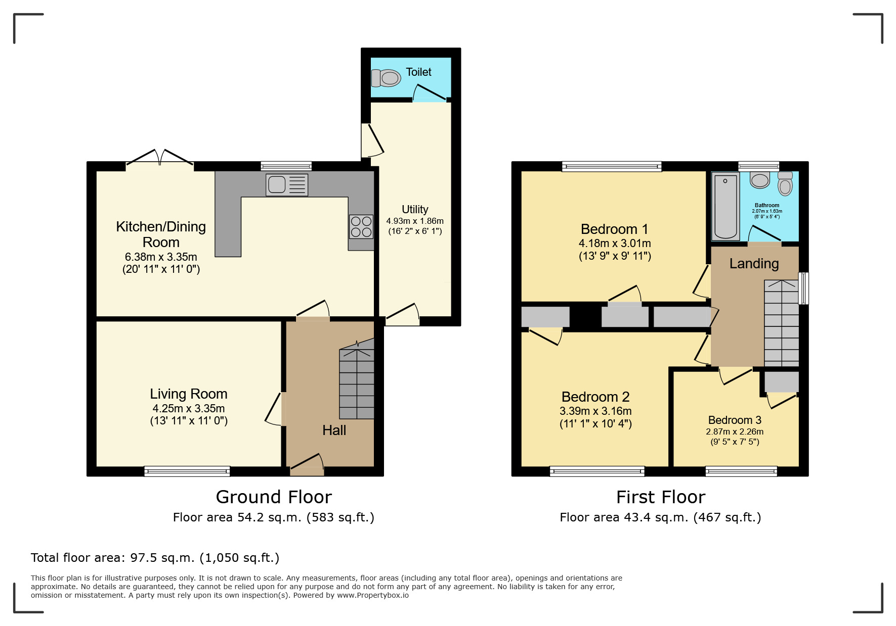 Floorplan of 3 bedroom Semi Detached House for sale, Walter Scott Road, Bedworth, Warwickshire, CV12