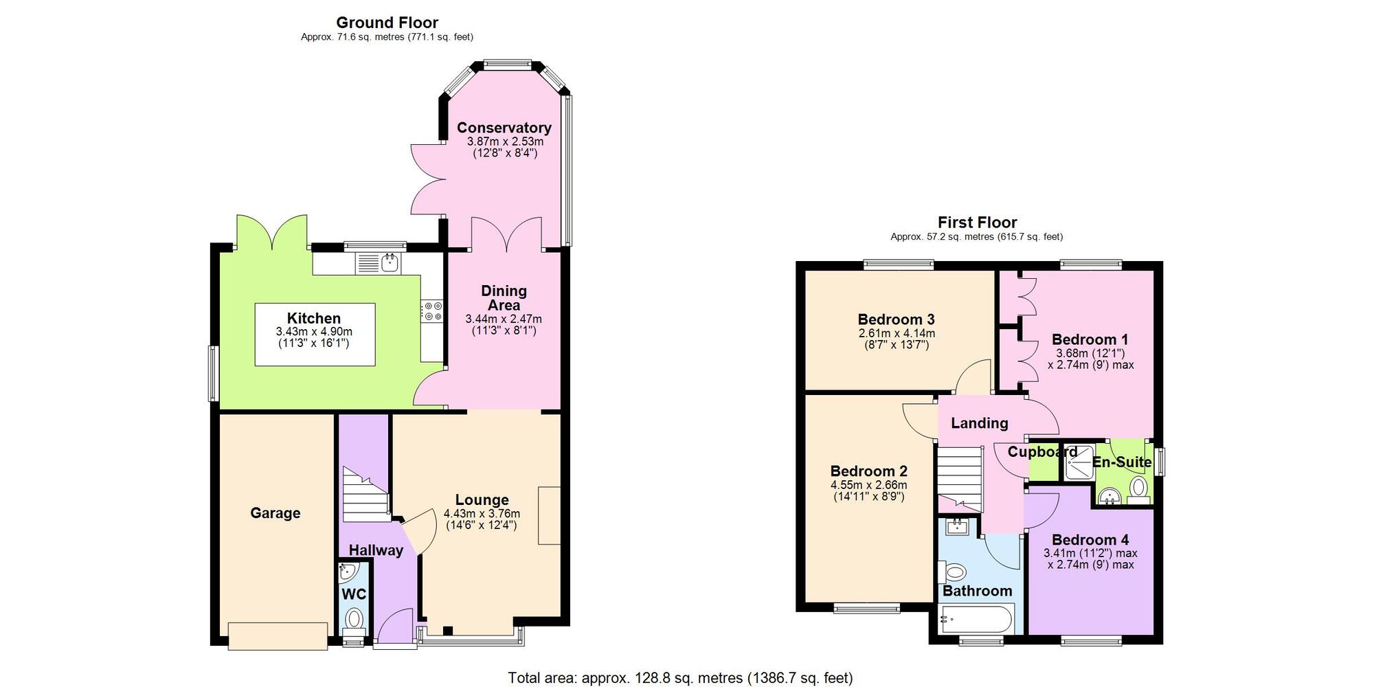 Floorplan of 4 bedroom Detached House for sale, Primrose Drive, Bedworth, Warwickshire, CV12