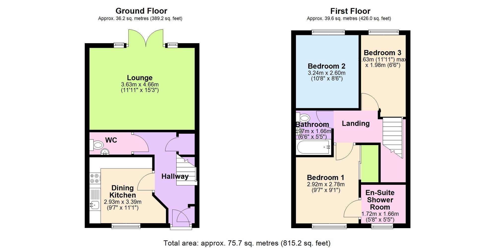 Floorplan of 3 bedroom Semi Detached House for sale, Down Meadow, Bedworth, Warwickshire, CV12