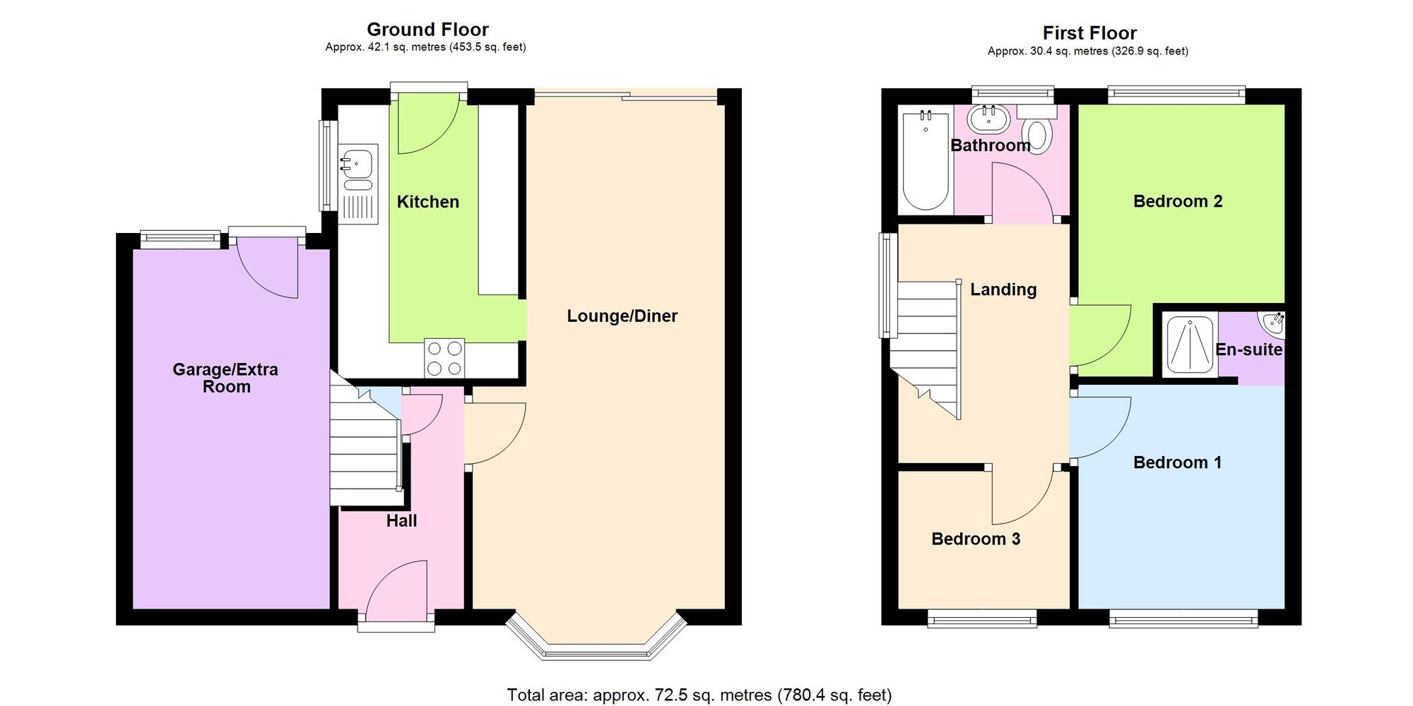 Floorplan of 3 bedroom Semi Detached House for sale, Delamere Road, Bedworth, Warwickshire, CV12