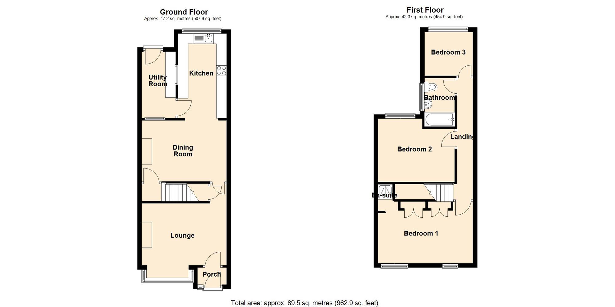 Floorplan of 3 bedroom Mid Terrace House for sale, Coventry Road, Exhall, Warwickshire, CV7