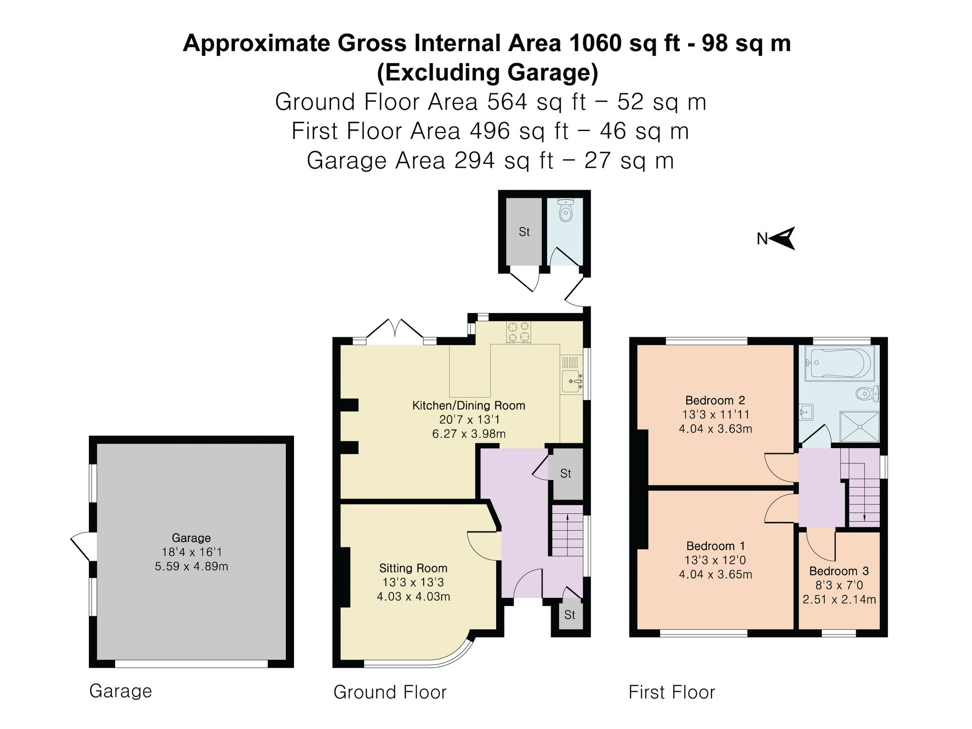 Floorplan of 3 bedroom Semi Detached House for sale, Bulkington Lane, Nuneaton, Warwickshire, CV11