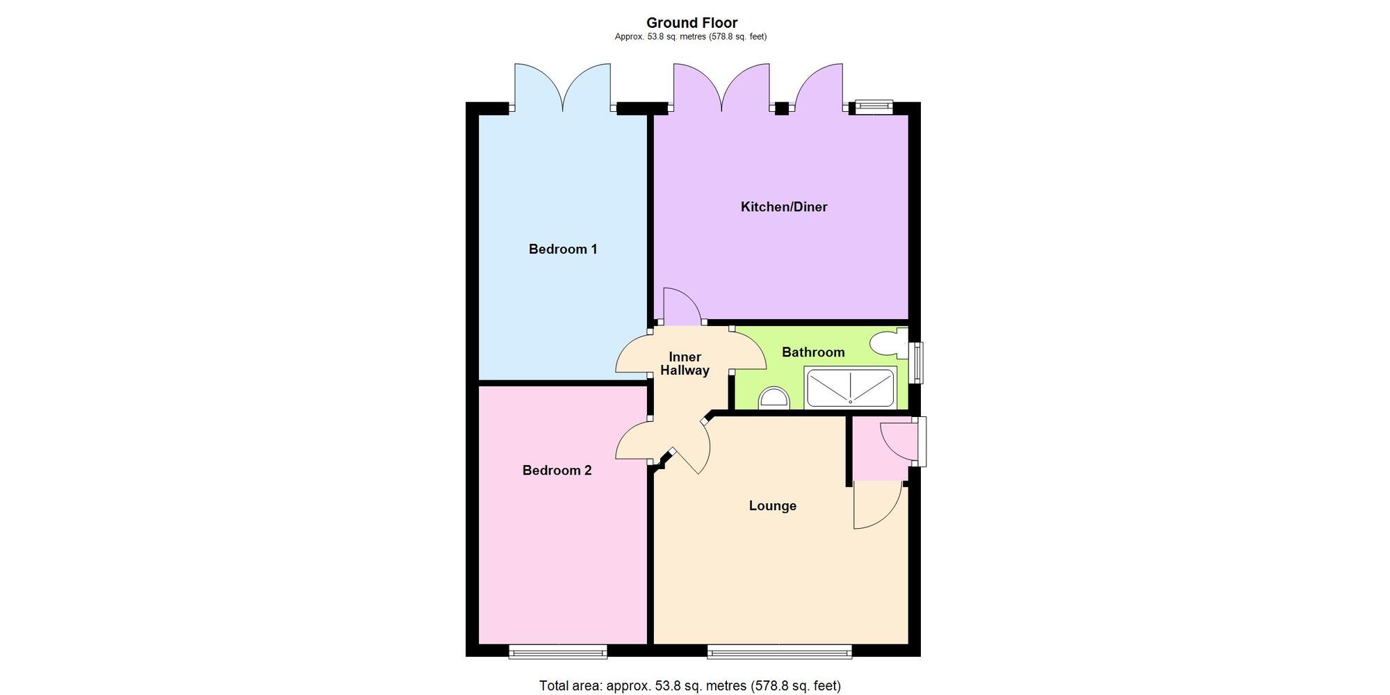 Floorplan of 2 bedroom Semi Detached Bungalow for sale, Ash Green Lane, Coventry, Warwickshire, CV7