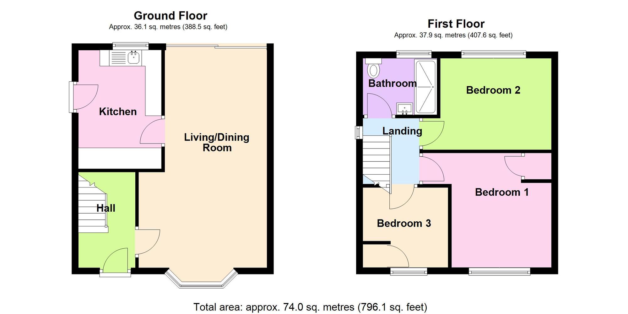 Floorplan of 3 bedroom Semi Detached House for sale, Barbridge Road, Bulkington, Warwickshire, CV12