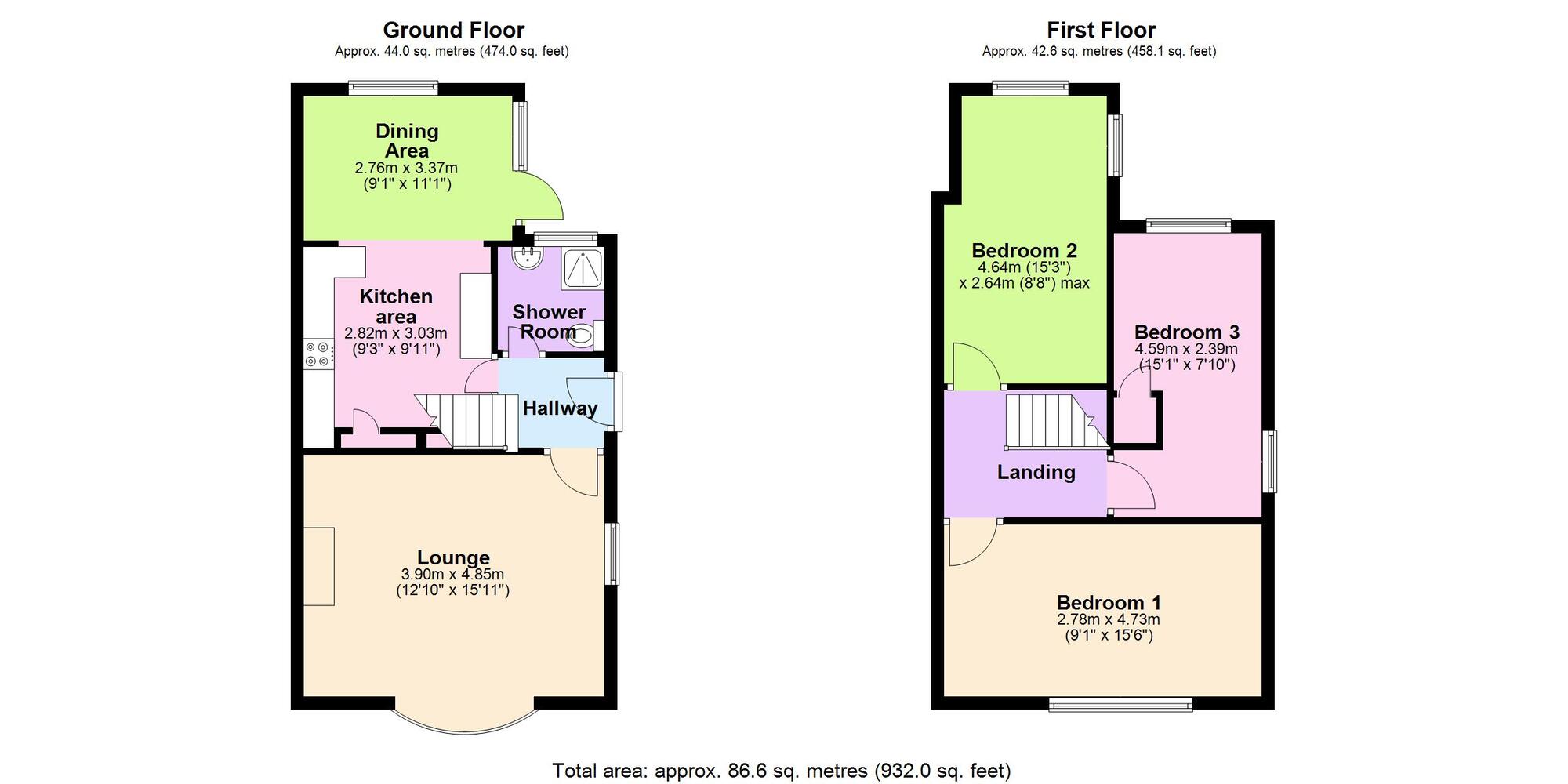 Floorplan of 3 bedroom Semi Detached House for sale, Tamar Road, Bulkington, Warwickshire, CV12