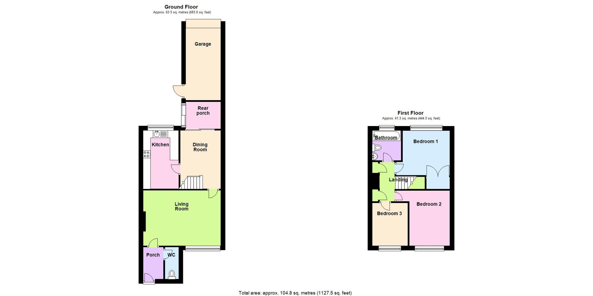 Floorplan of 3 bedroom Mid Terrace House for sale, Willow Close, Bedworth, Warwickshire, CV12