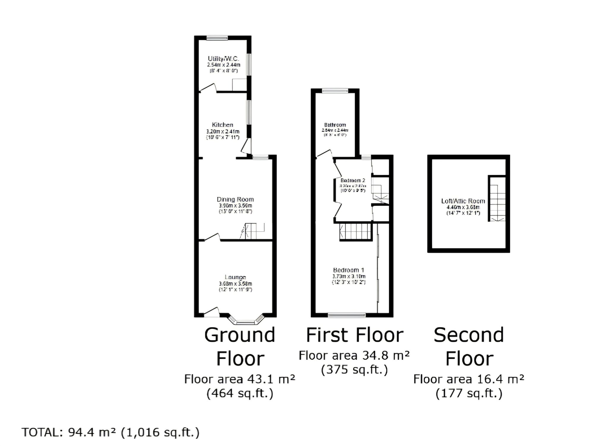 Floorplan of 2 bedroom Mid Terrace House for sale, Marston Lane, Bedworth, Warwickshire, CV12