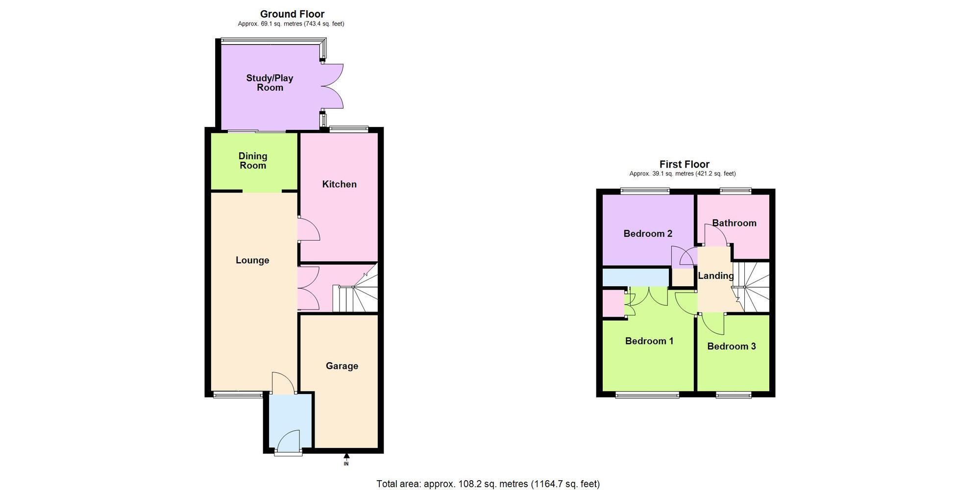 Floorplan of 3 bedroom Mid Terrace House for sale, Moat Farm Drive, Bedworth, Warwickshire, CV12