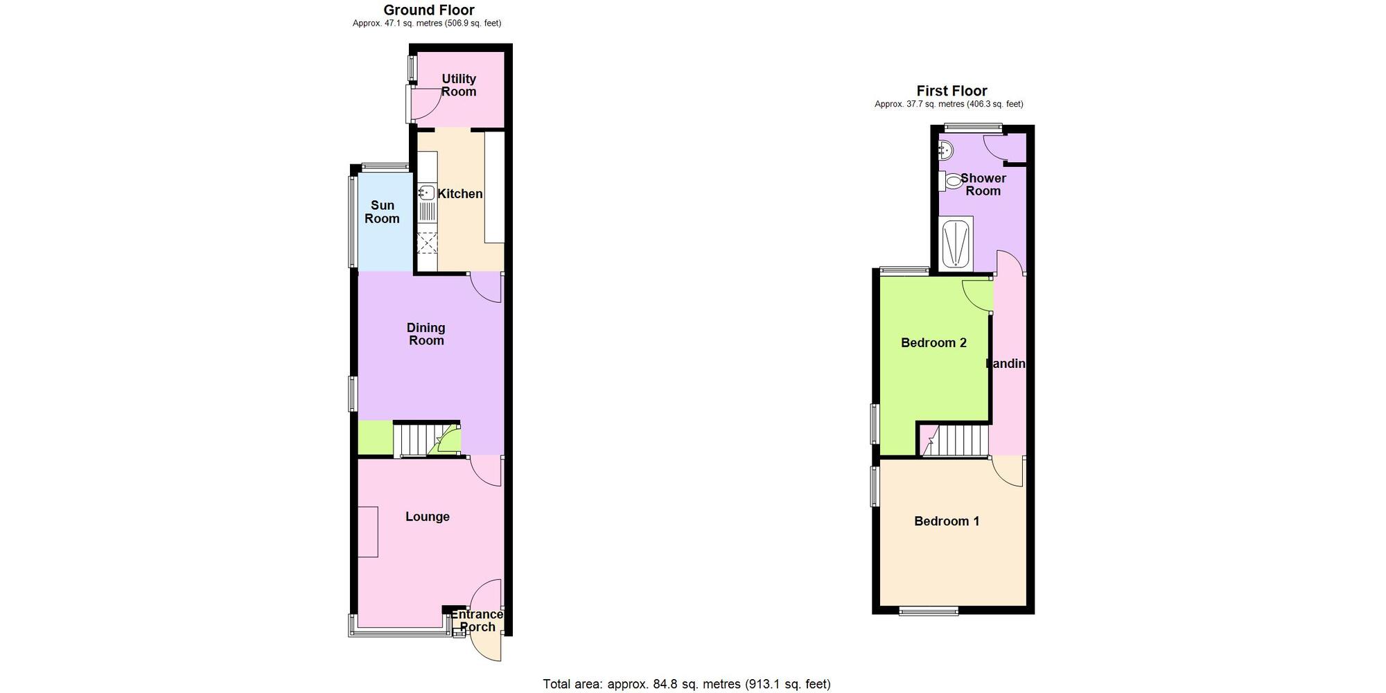 Floorplan of 2 bedroom End Terrace House for sale, Bulkington Road, Bedworth, Warwickshire, CV12