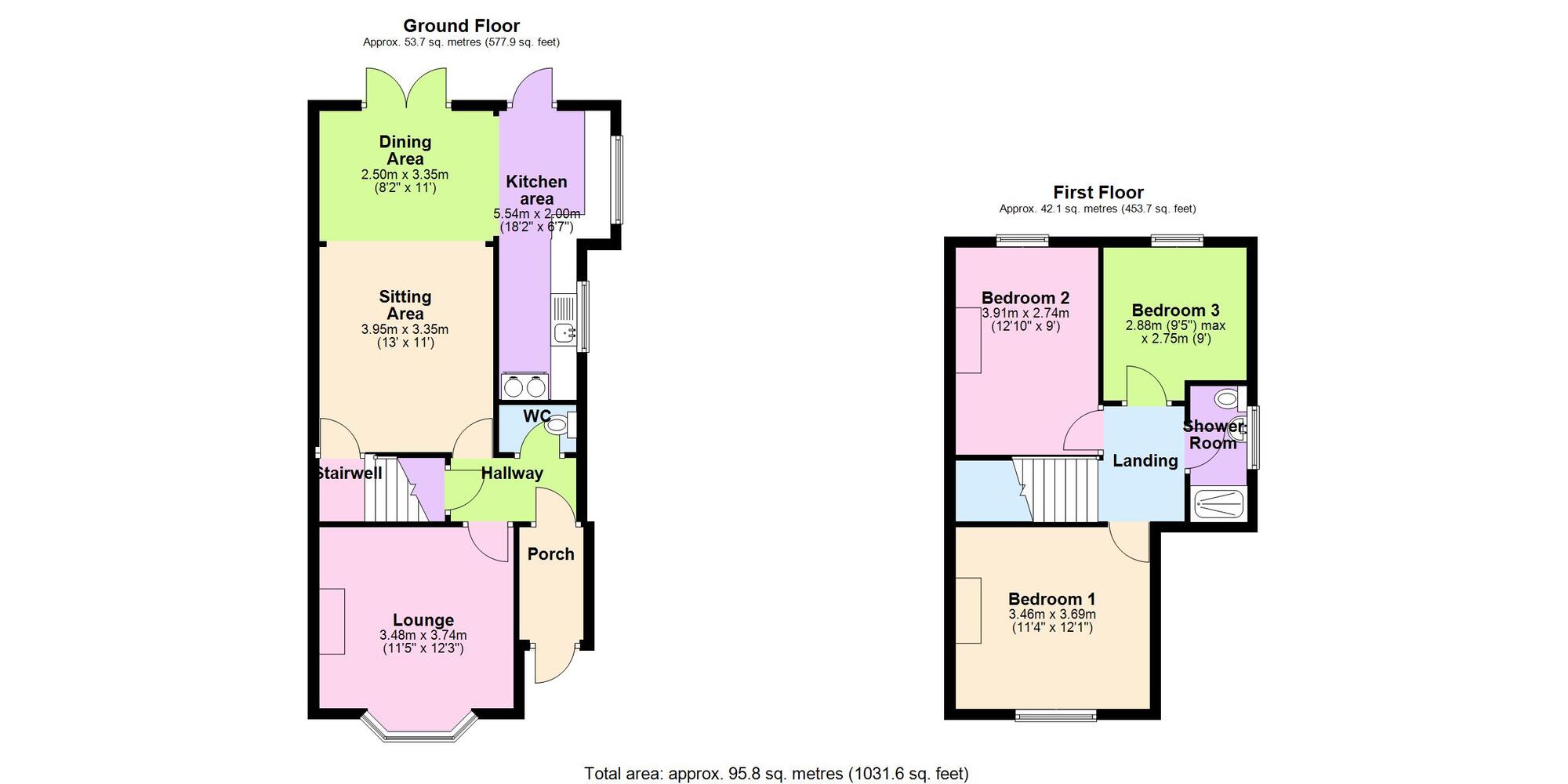Floorplan of 3 bedroom Semi Detached House for sale, Hayes Lane, Exhall, Warwickshire, CV7