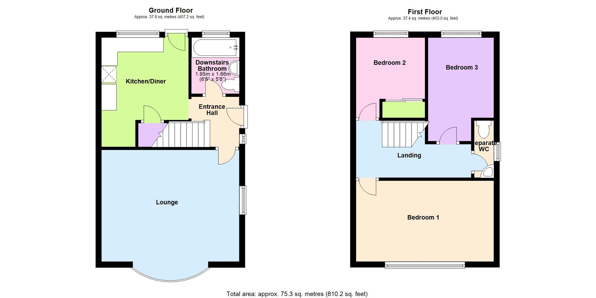 Floorplan of 3 bedroom Semi Detached House for sale, Tamar Road, Bulkington, Warwickshire, CV12