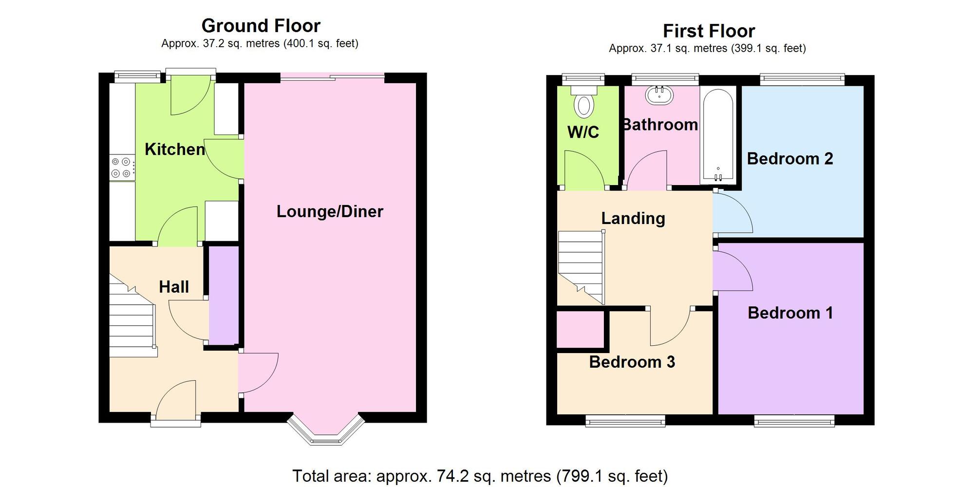 Floorplan of 3 bedroom Semi Detached House for sale, Keenan Drive, Bedworth, Warwickshire, CV12