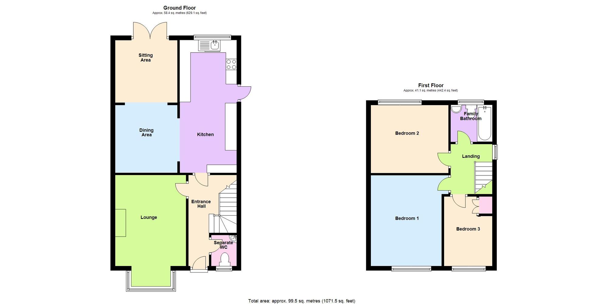 Floorplan of 3 bedroom Semi Detached House for sale, Edward Tyler Road, Exhall, Warwickshire, CV7