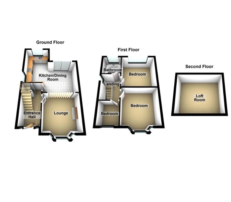 Floorplan of 3 bedroom Semi Detached House for sale, Nuneaton Road, Bedworth, Warwickshire, CV12