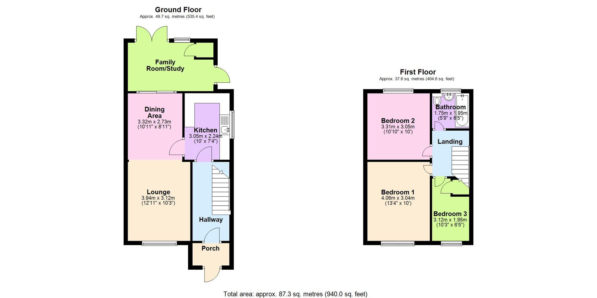 Floorplan of 3 bedroom Semi Detached House for sale, Dalton Road, Bedworth, Warwickshire, CV12
