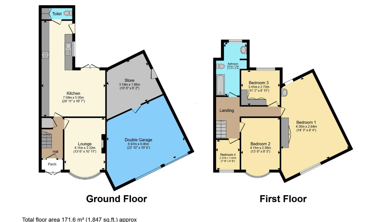 Floorplan of 4 bedroom Semi Detached House for sale, Newdigate Road, Bedworth, Warwickshire, CV12