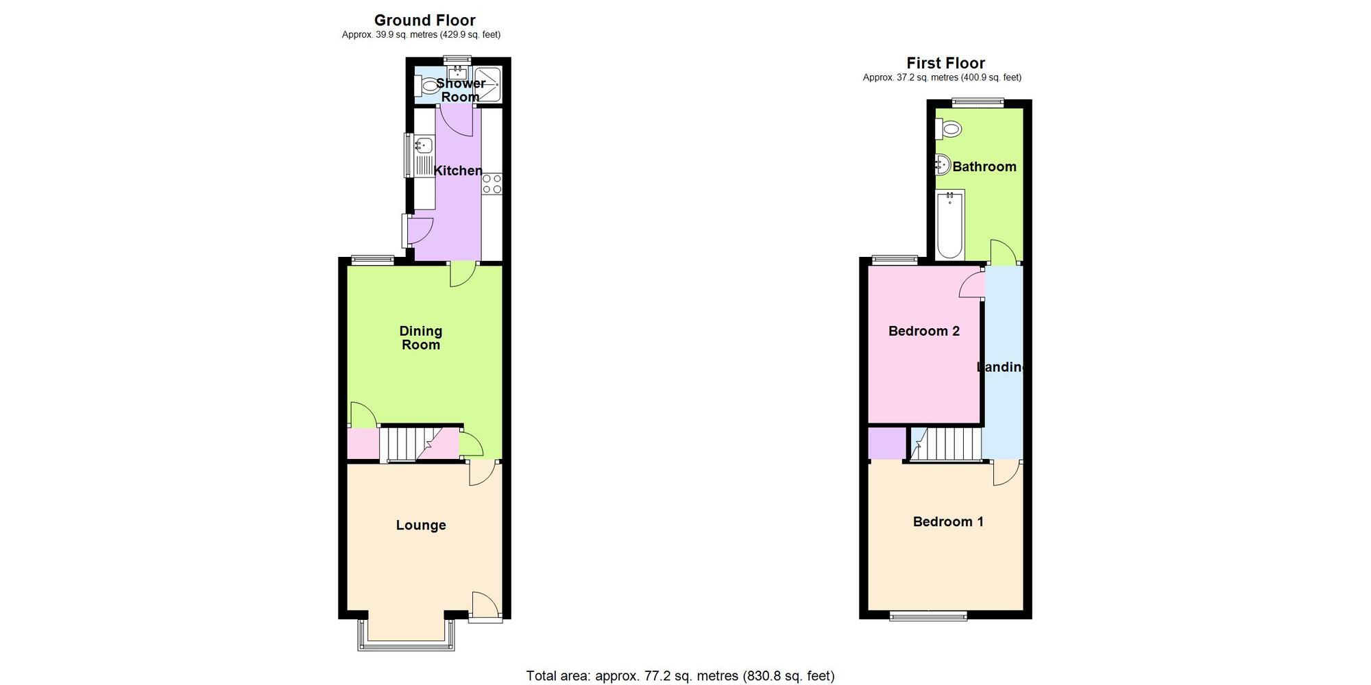 Floorplan of 2 bedroom Semi Detached House for sale, School Lane, Exhall, Warwickshire, CV7