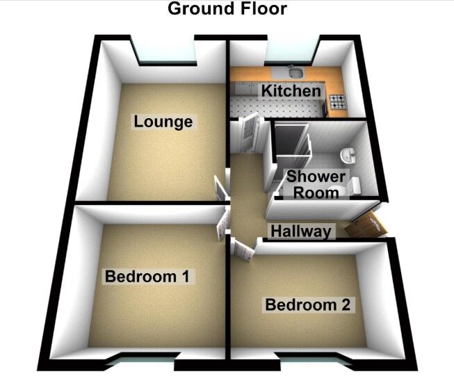 Floorplan of 2 bedroom Flat for sale, Leicester Street, Bulkington, Warwickshire, CV12