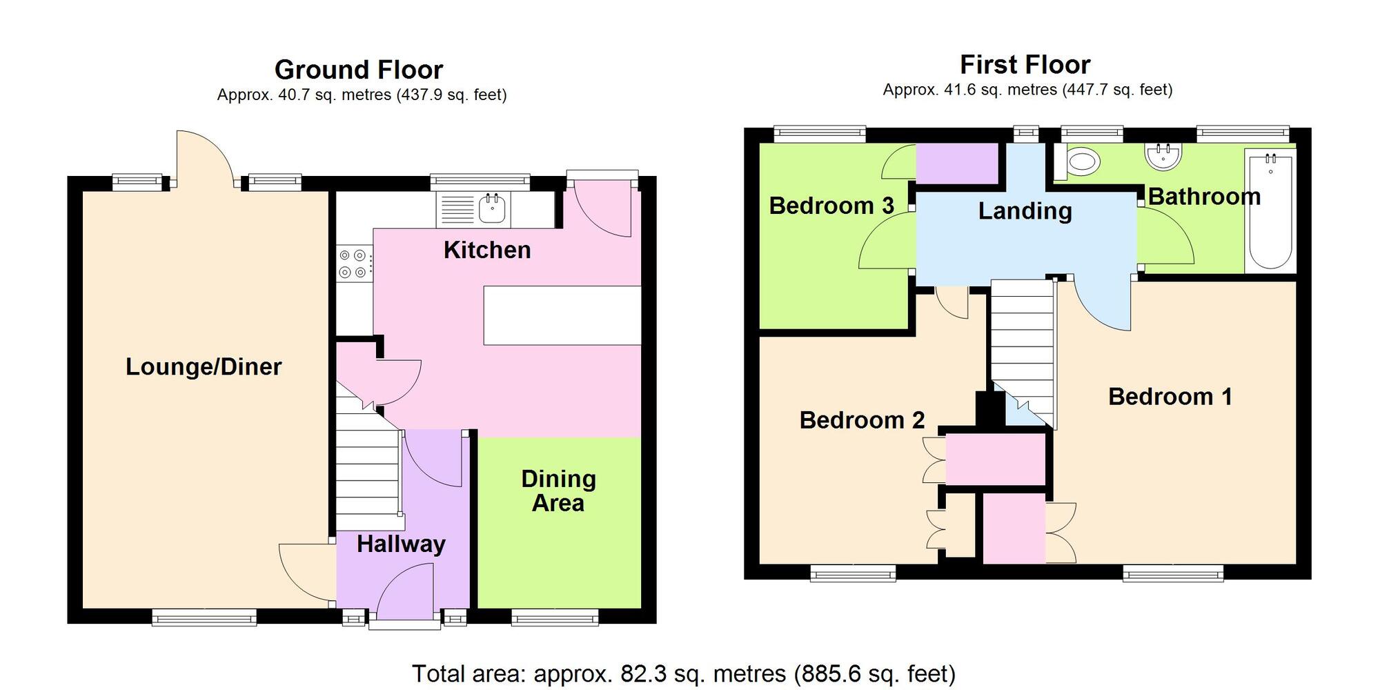 Floorplan of 3 bedroom Semi Detached House for sale, Tulliver Close, Bedworth, Warwickshire, CV12