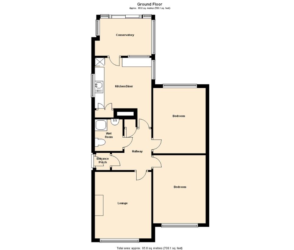 Floorplan of 2 bedroom Semi Detached Bungalow for sale, Martins Road, Bedworth, Warwickshire, CV12