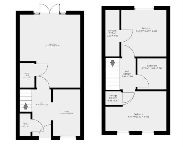 Floorplan of 2 bedroom End Terrace House for sale, Smarts Road, Bedworth, Warwickshire, CV12