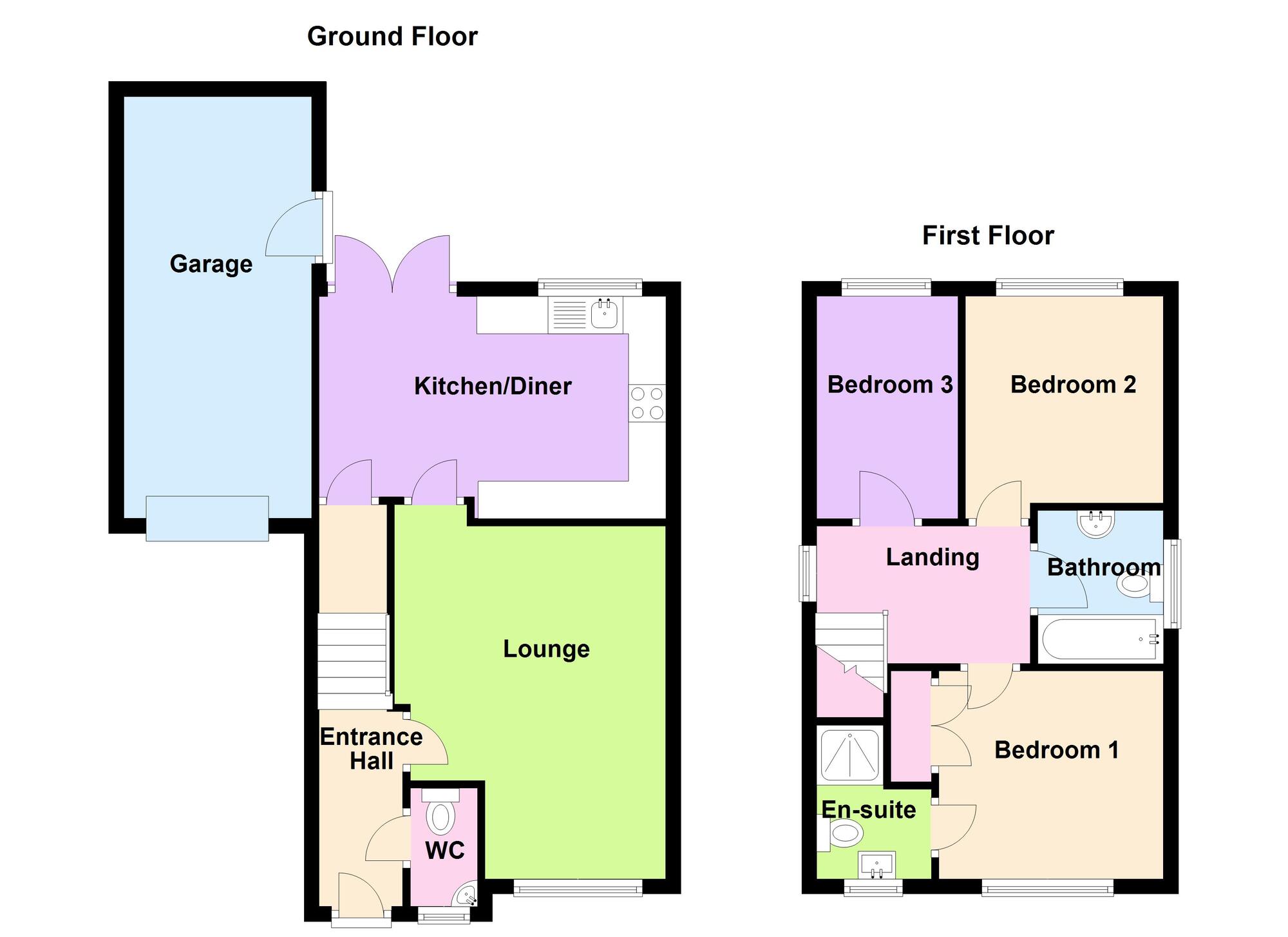 Floorplan of 3 bedroom Detached House for sale, Clover Way, Bedworth, Warwickshire, CV12