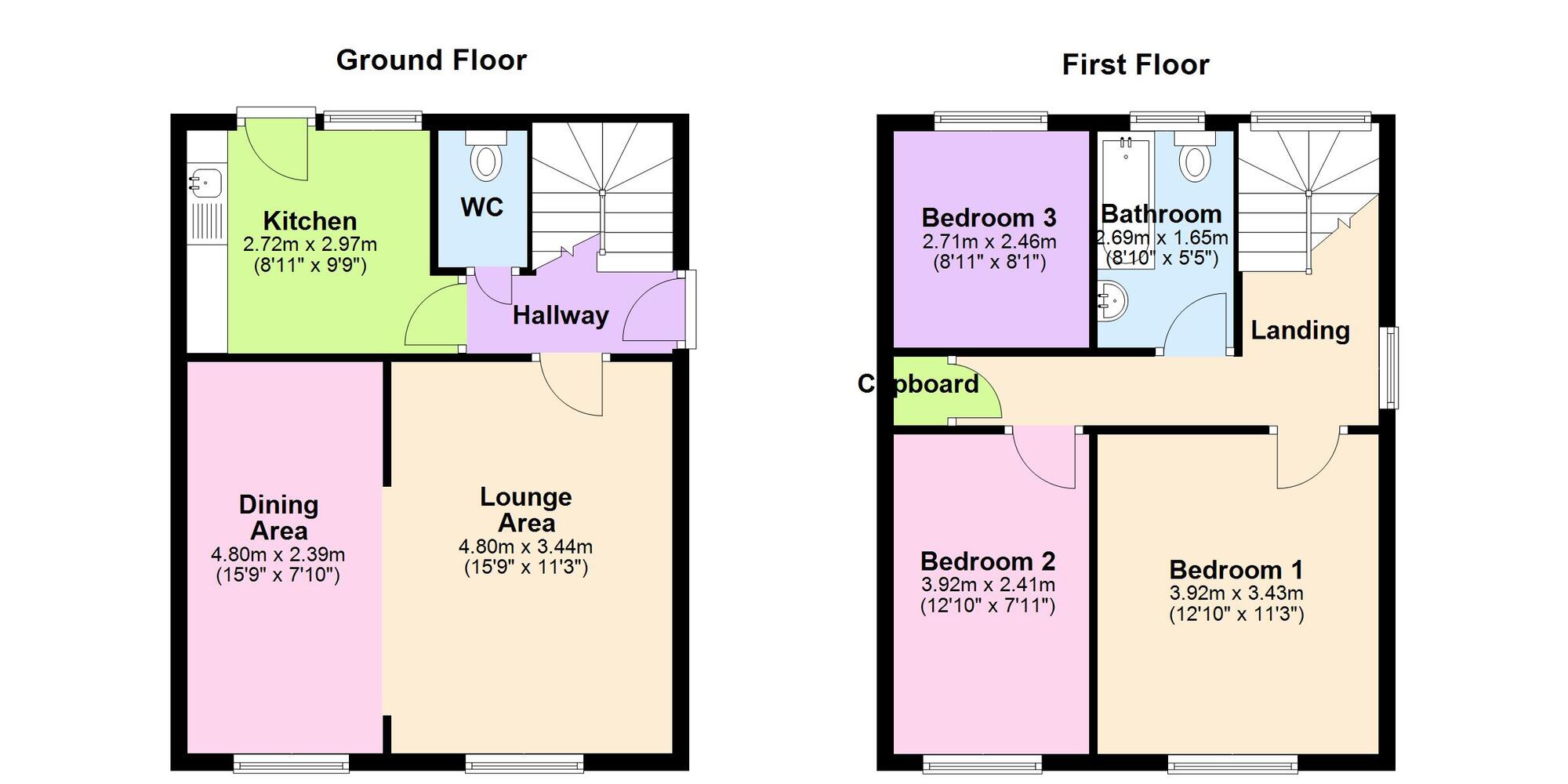 Floorplan of 3 bedroom Semi Detached House for sale, Smarts Road, Bedworth, Warwickshire, CV12
