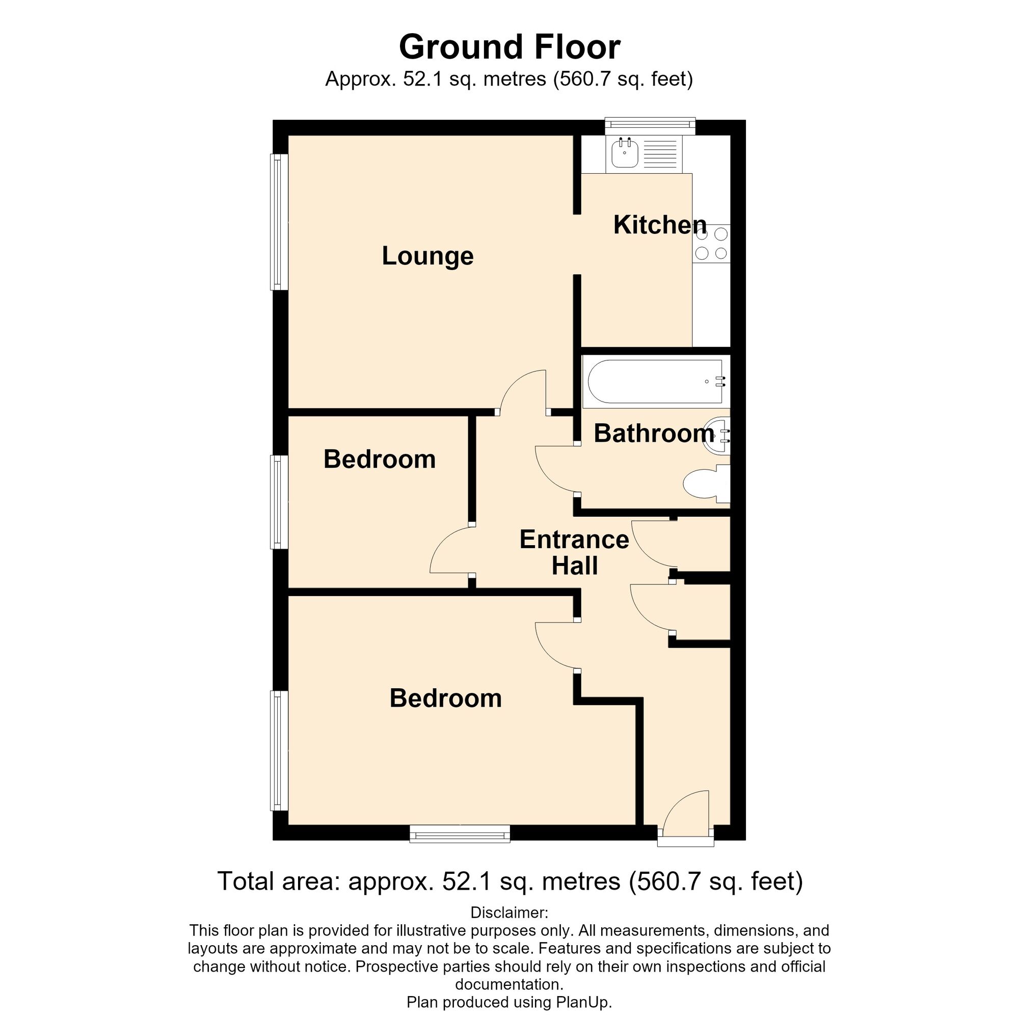 Floorplan of 2 bedroom Flat for sale, Charles Eaton Court, Bedworth, Warwickshire, CV12