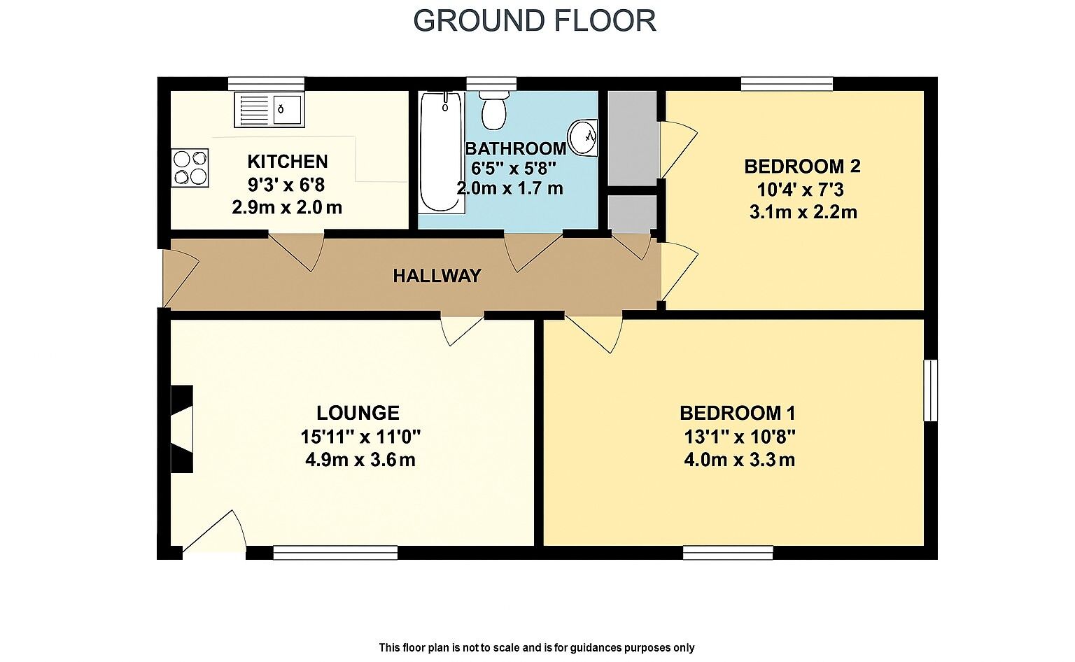 Floorplan of 2 bedroom Flat for sale, Brick Kiln Way, Bedworth, Warwickshire, CV12