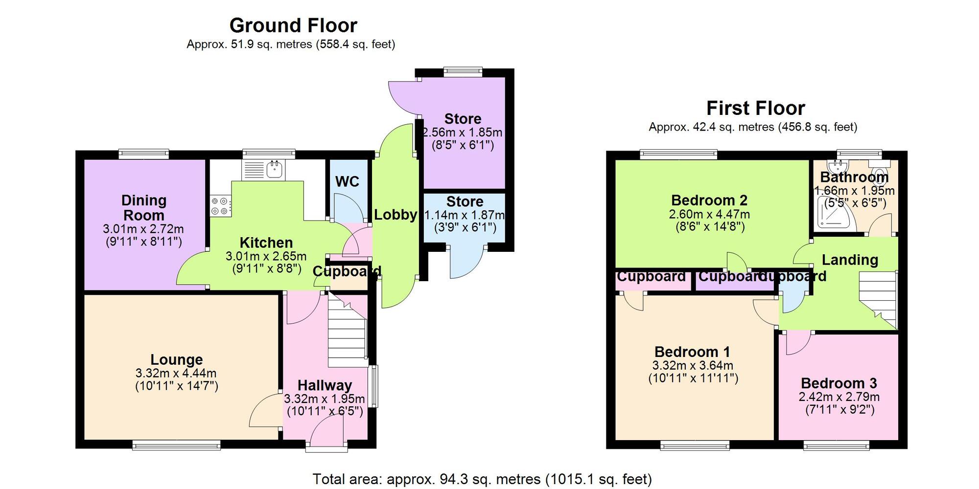 Floorplan of 3 bedroom Semi Detached House for sale, Chestnut Road, Bedworth, Warwickshire, CV12