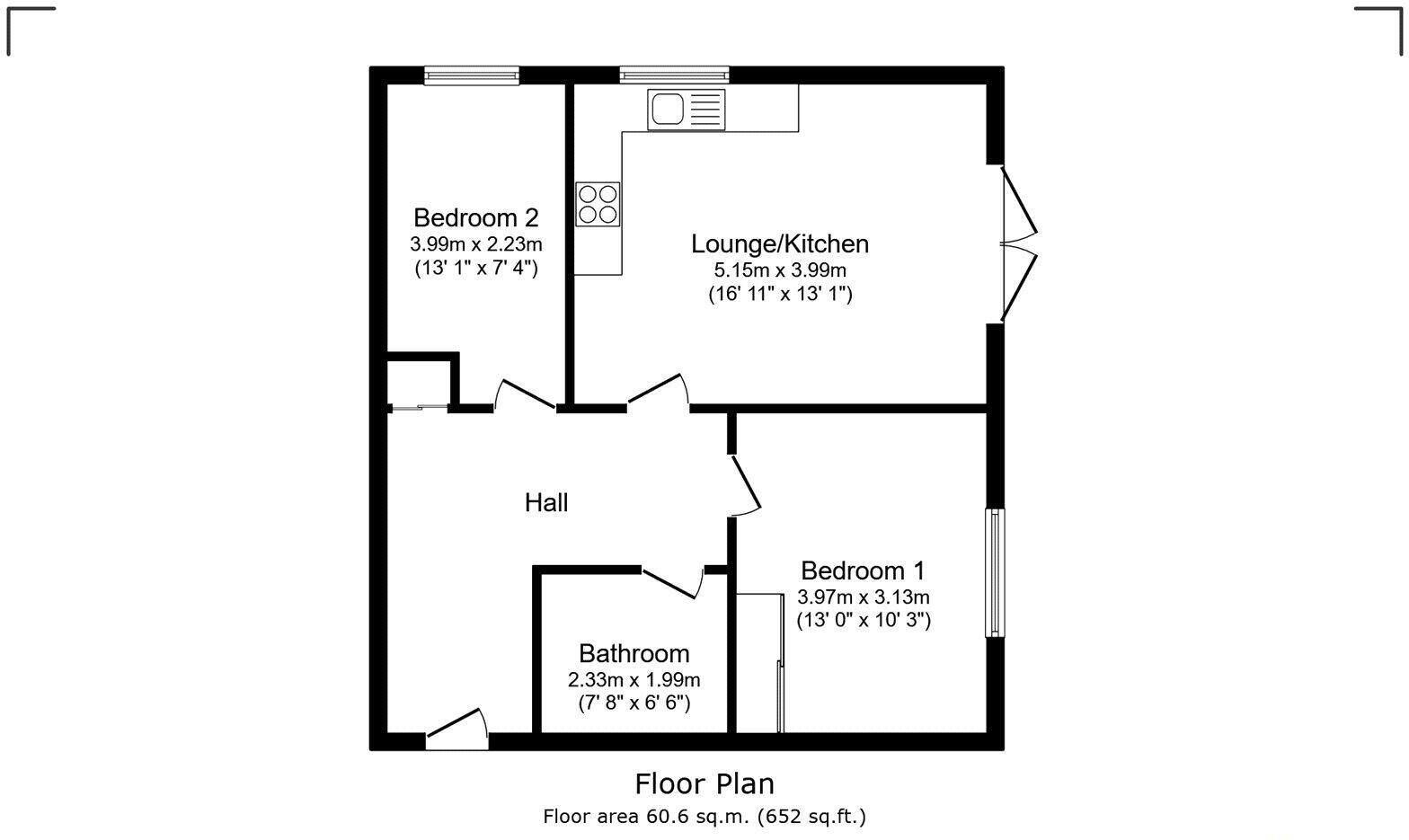 Floorplan of 2 bedroom Flat for sale, Nuneaton Road, Warwickshire, CV12