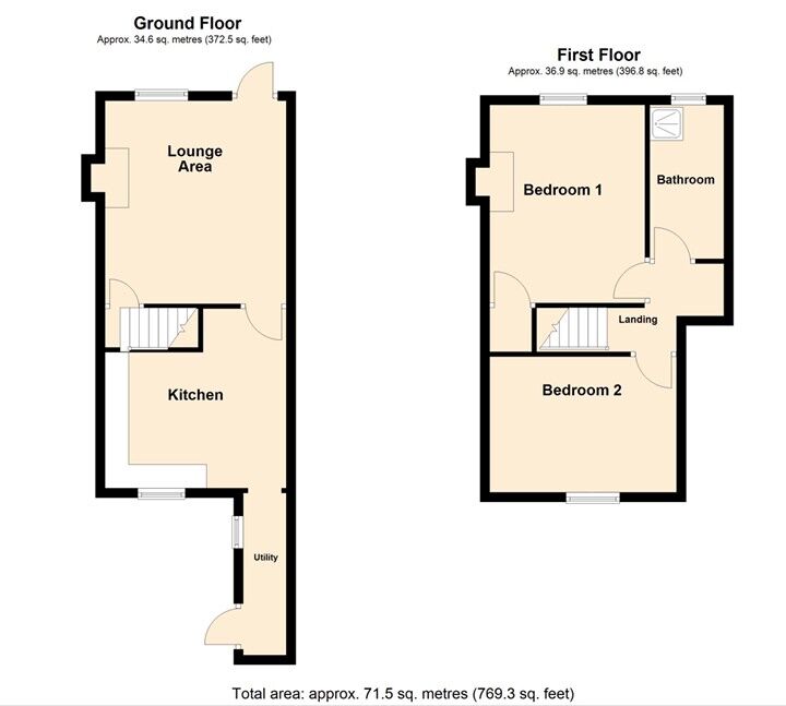 Floorplan of 2 bedroom Mid Terrace House for sale, Bottrill Street, Nuneaton, Warwickshire, CV11